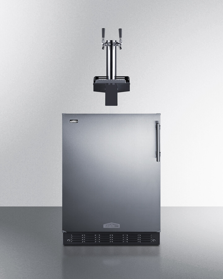 Summit SBC7BRSFLTWCFADALHD 24 inch Built-In Floating Tap Cold Brew Kegerator with 5.8 cu. ft. Capacity, Dual Tap System and Automatic Defrost in Stainless Steel (Left Hinge)