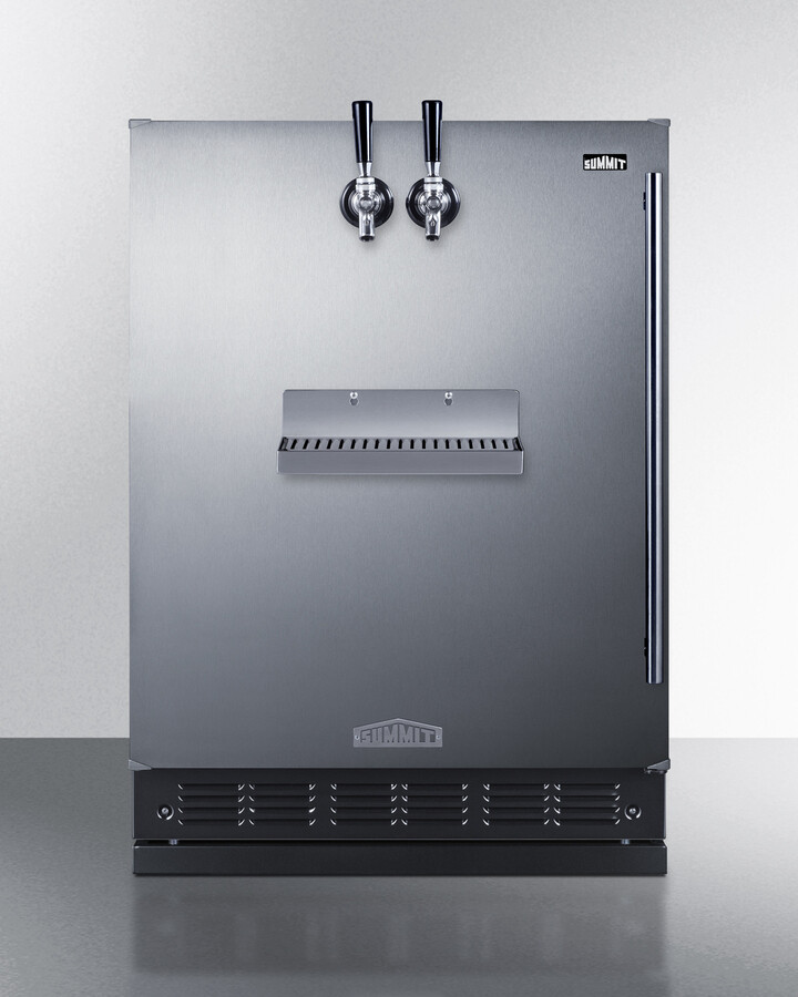 Summit SBC7BRSFRTPCFLHD 24 inch Built-In/Freestanding Front Tap Cold Brew Coffee Kegerator with 5.3 cu. ft. Capacity, Dual Tap System and Automatic Defrost in Stainless Steel (Left Hinge)