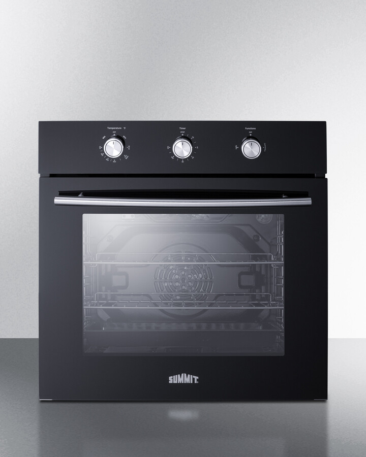 Summit SGW241BK 24 inch Single Wall Gas Oven with 2.3 cu. ft. Capacity, Convection, Enamel Interior, Electronic Spark Ignition (Black, Natural Gas)