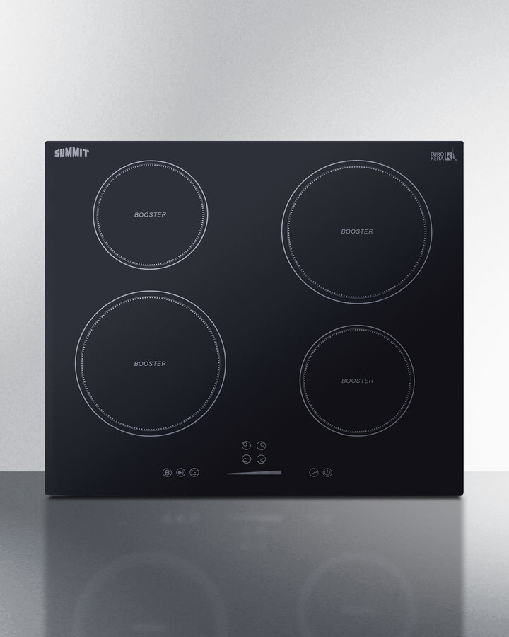Summit SINC4B241B 24 inch Induction Cooktop with 4 Elements, EuroKera Glass Surface, Timer Function, Child Lock and ADA Compliant (Black)
