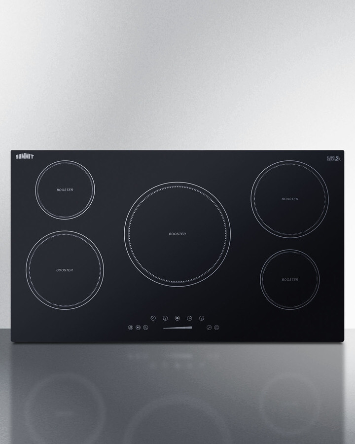Summit SINC5B36B 36" Wide 5-Zone Induction Cooktop for Professional Installation, 208-240V, Eurokera Glass, Booster Setting, Kitchen Appliances