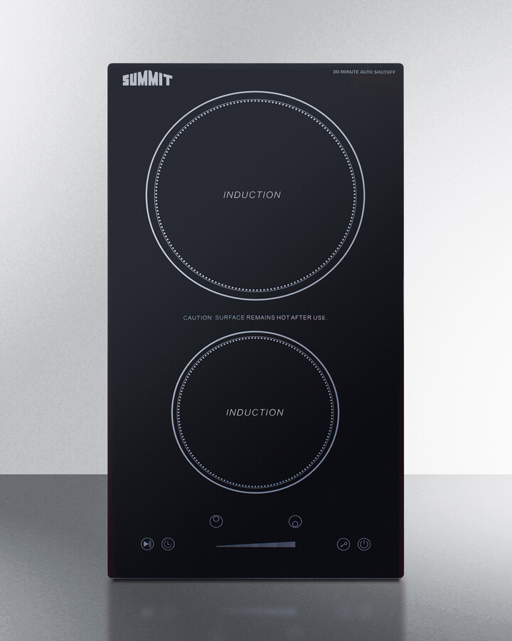 Summit SINCH115V2B 12 inch Induction Cooktop with 2 Elements, ENERGY STAR Certified, and 30-Minute Automatic Shutoff in Black