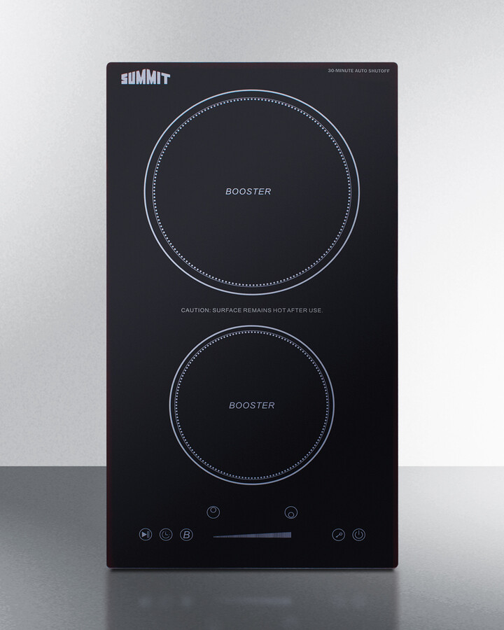 Summit SINCH230V2B 12 inch Induction Cooktop with 2 Elements, ENERGY STAR Certified, and 30-Minute Automatic Shutoff in Black