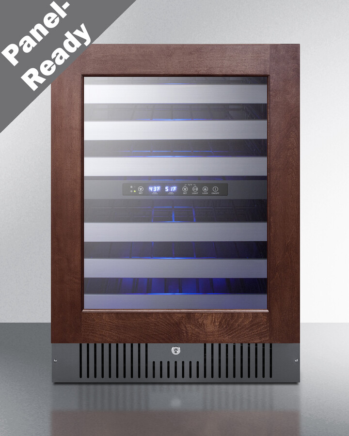 Summit SWC532BLBISTPNRLHD 24 inch Dual Zone Wine Cellar with 46 Bottle Capacity, LED lighting and Double Pane Tempered Glass Door in Panel Ready (Left Hinge)