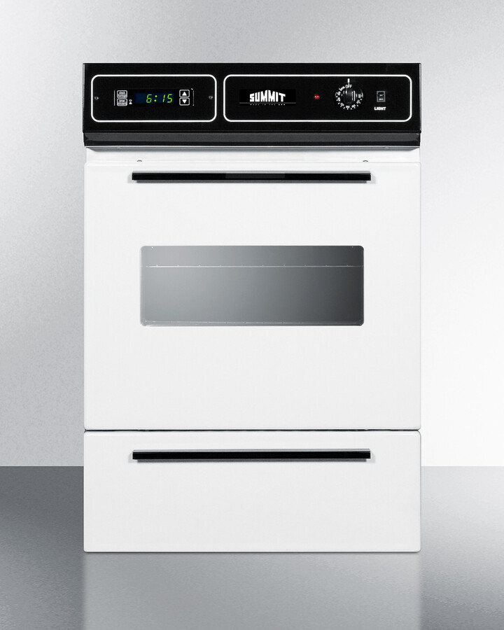 Summit WEM715KW 24 inch Electric Single Wall Oven with 2.92 cu. ft. Capacity, 115 Volts Operation, Storage Compartment, Two Wire Racks and Digital Clock and Timer (White)
