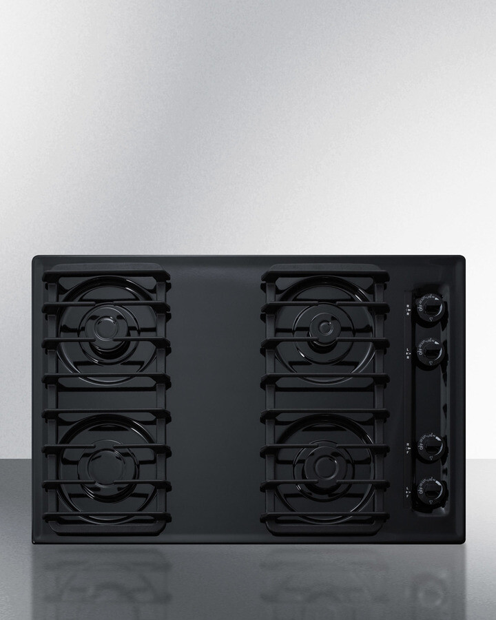 Summit TTL053S 30" Wide 4-Burner Gas Cooktop with Sealed Burners, Porcelain Enamel Surface, and Cast Iron Grates for Heavy Cookware, Made in USA