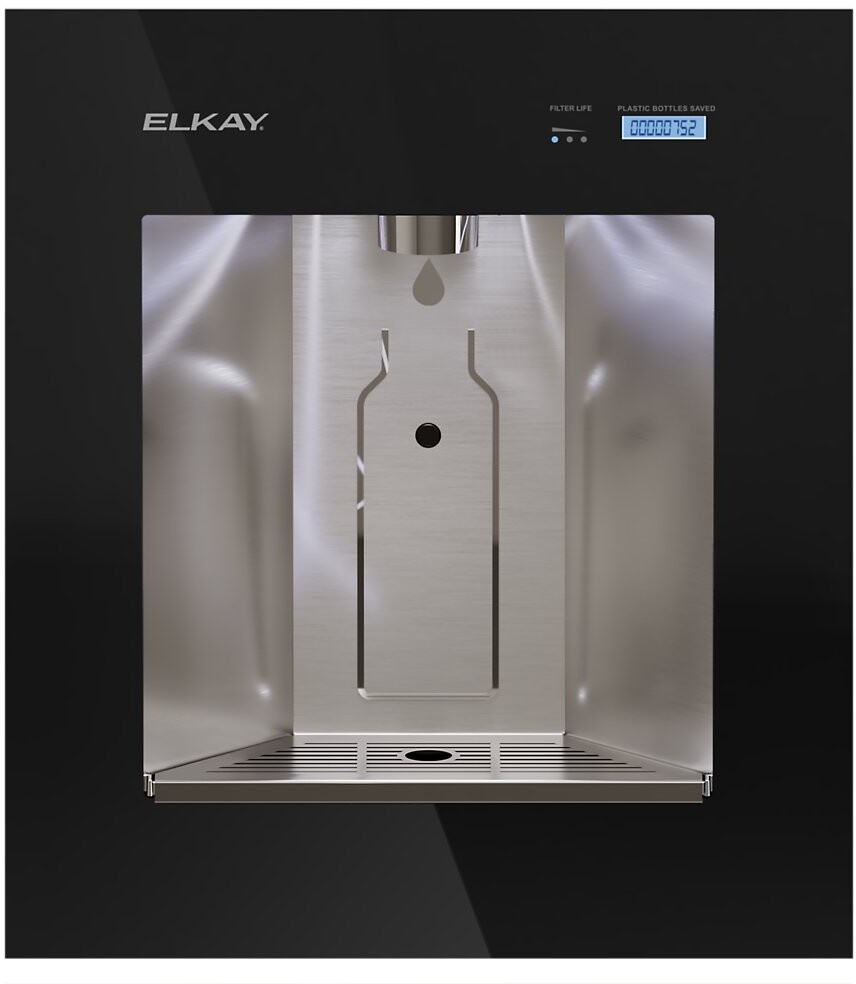 Elkay LBWD06BKK Built In Filtered Water Dispenser w/ Remote Chiller - Hands Free, Black/Stainless, Midnight, 115 V