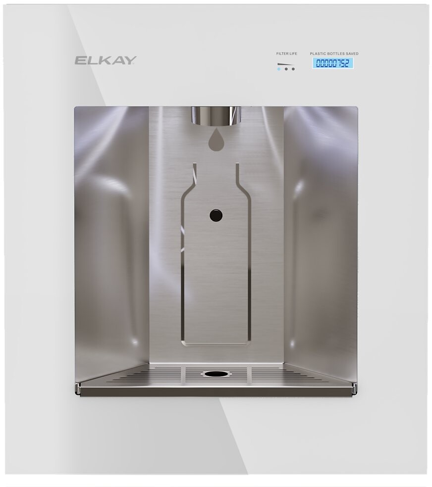 Elkay LBWD06WHK Built In Filtered Water Dispenser w/ Remote Chiller - Hands Free, White/Stainless, Aspen White, 115 V