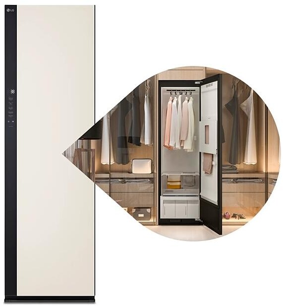 LG SC5MAR4G 24 inch LG Styler Smart Steam Closet with Dual TrueSteam Technology, Dynamic MovingHanger and EZ Fit PantsPress in Beige