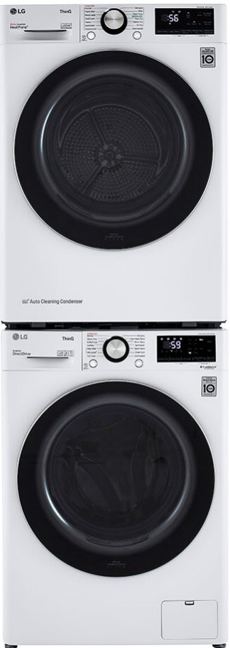 LG Stacked Front Load Washer and Electric Dryer Set in White LGWADREW1455