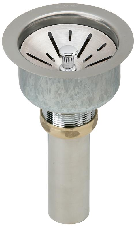 LK99S 3.5 in. Deluxe Drain with Satin Finish Type 304, Stainless Steel Body Strainer Basket Rubber Seal & Tailpiece