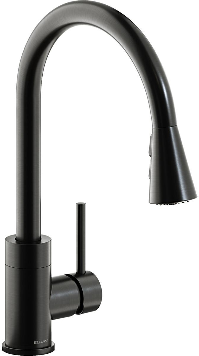 Avado Single Hole Kitchen Faucet with Pull-down Spray and Forward Only Lever Handle Black Stainless