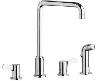 Lever Handle Faucet,Lavatory,Deck Mount, 8" Mount, Chrome 4 Hole