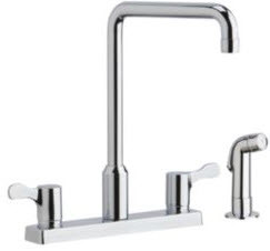 Faucet,Single Supply Inlet,8" Spout, Lever Handle, 8" Mount, 4 Hole Residential / Commercial