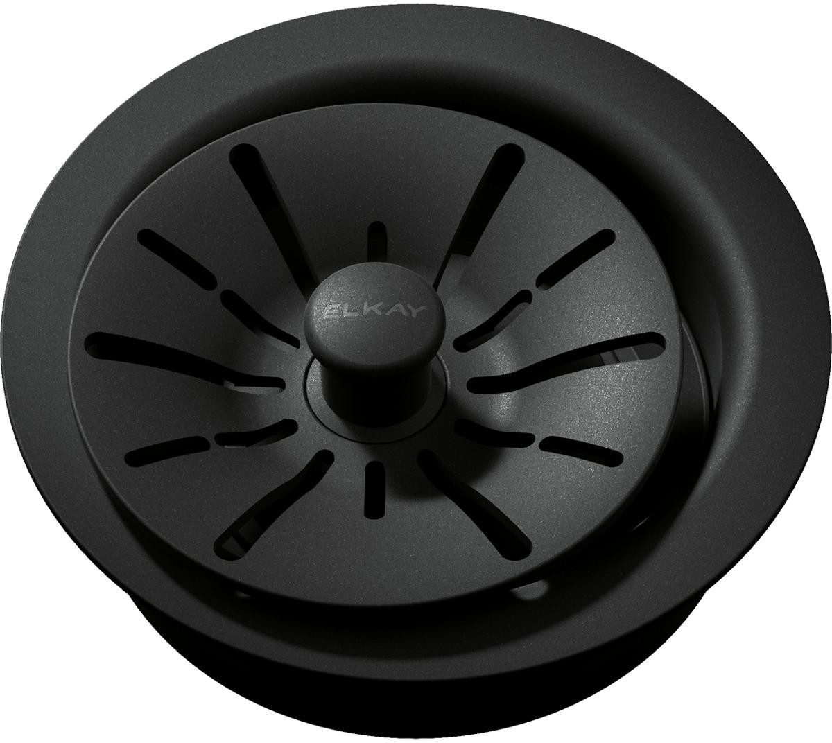 Quartz Perfect Drain 3-1/2" Polymer Disposr Flnge w/ Removble Basket Strainer, Rubber Stopr Charcoal
