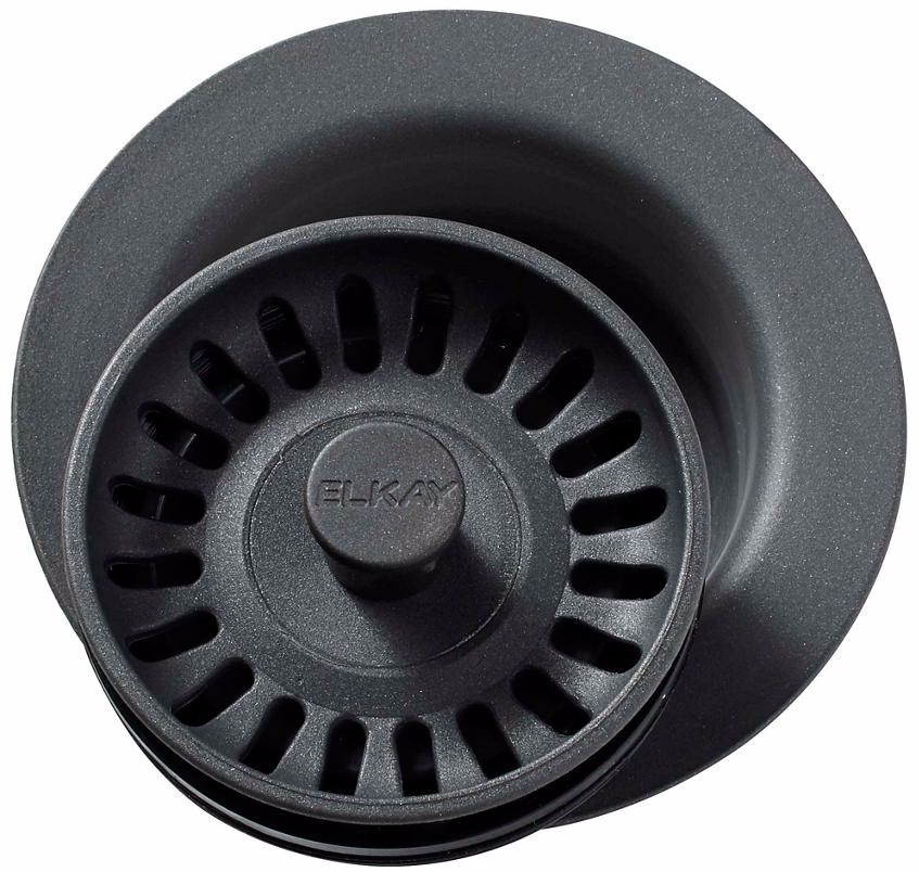 LKQD35CH 3.5 in. Polymer Disposer Flange with Basket Strainer & Rubber Stopper, Charcoal