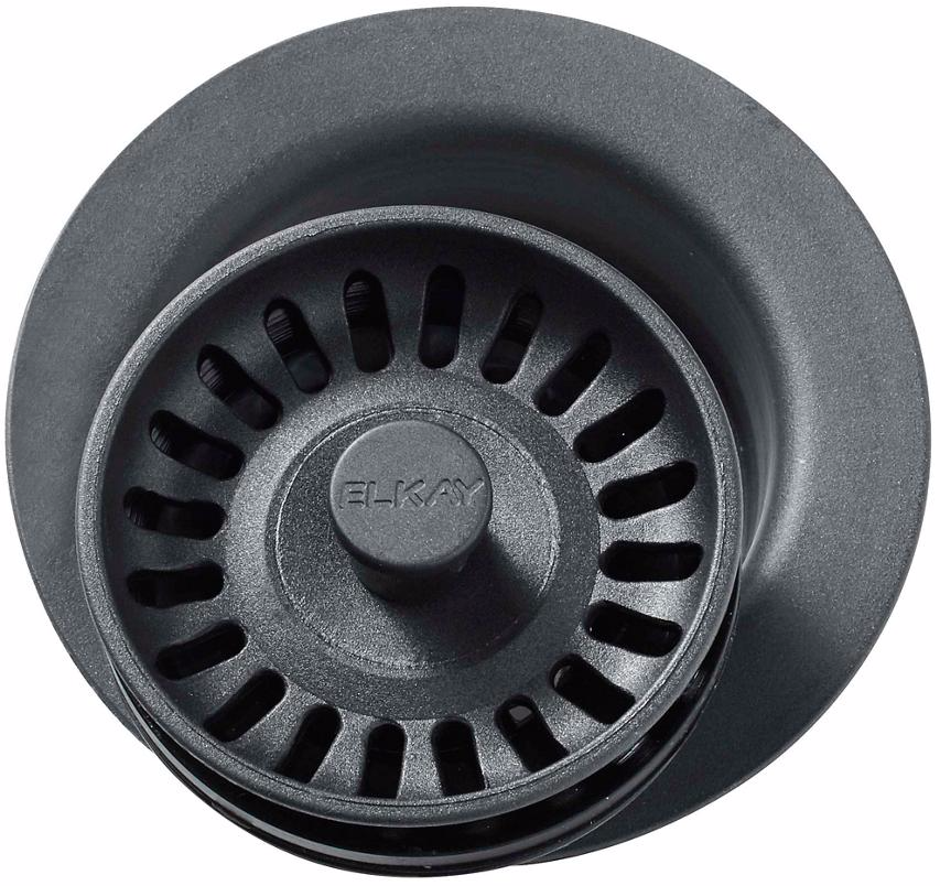 LKQD35GY 3.5 in. Polymer Disposer Flange with Removable Basket Strainer & Rubber Stopper - Dusk Gray