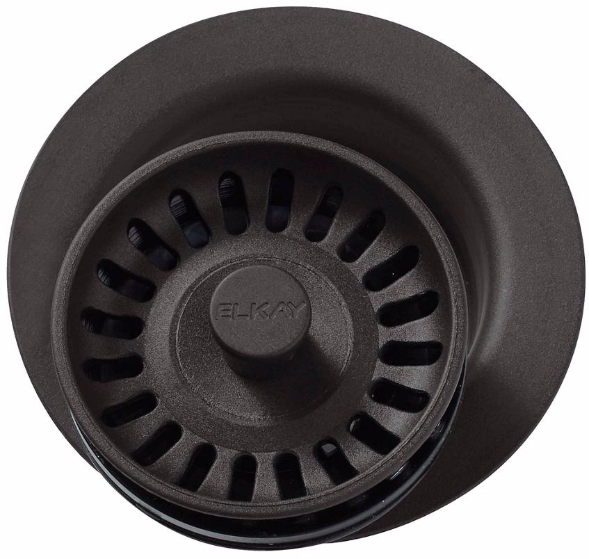 LKQD35MC 3.5 in. Polymer Disposer Flange with Removable Basket Strainer & Rubber Stopper - Mocha