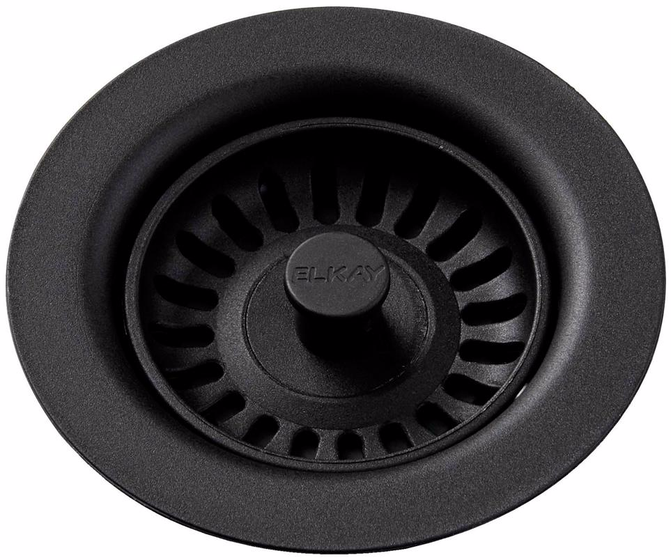 LKQS35CA Polymer Drain Fitting with Removable Basket Strainer & Rubber Stopper - Caviar