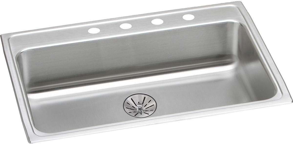 Classic Stainless Steel 31" x 22" x 6-1/2" 4-Hole Single Bowl Drop-in ADA Sink with Perfect Drain