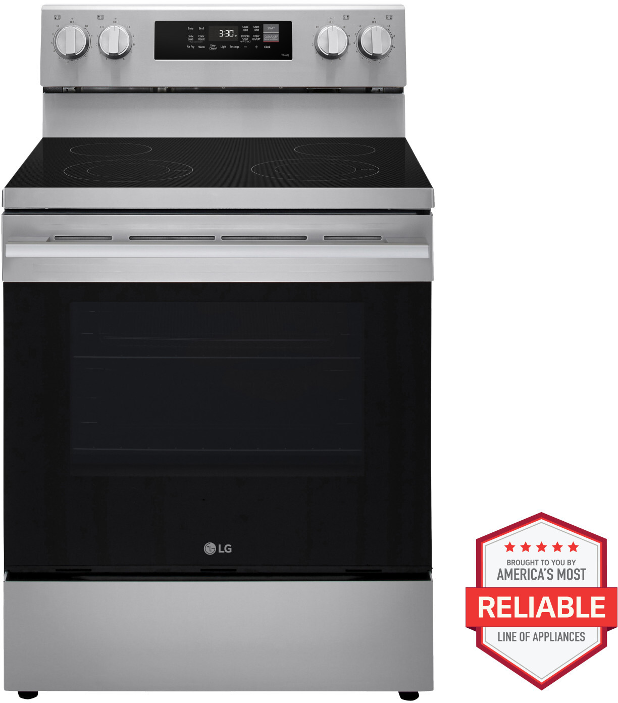LG LREN6321YE 30 inch Electric Range with 4 Radiant Elements, 6.3 cu. ft. Oven Capacity, ProBake Convection, Smart Appliance in Stainless Steel