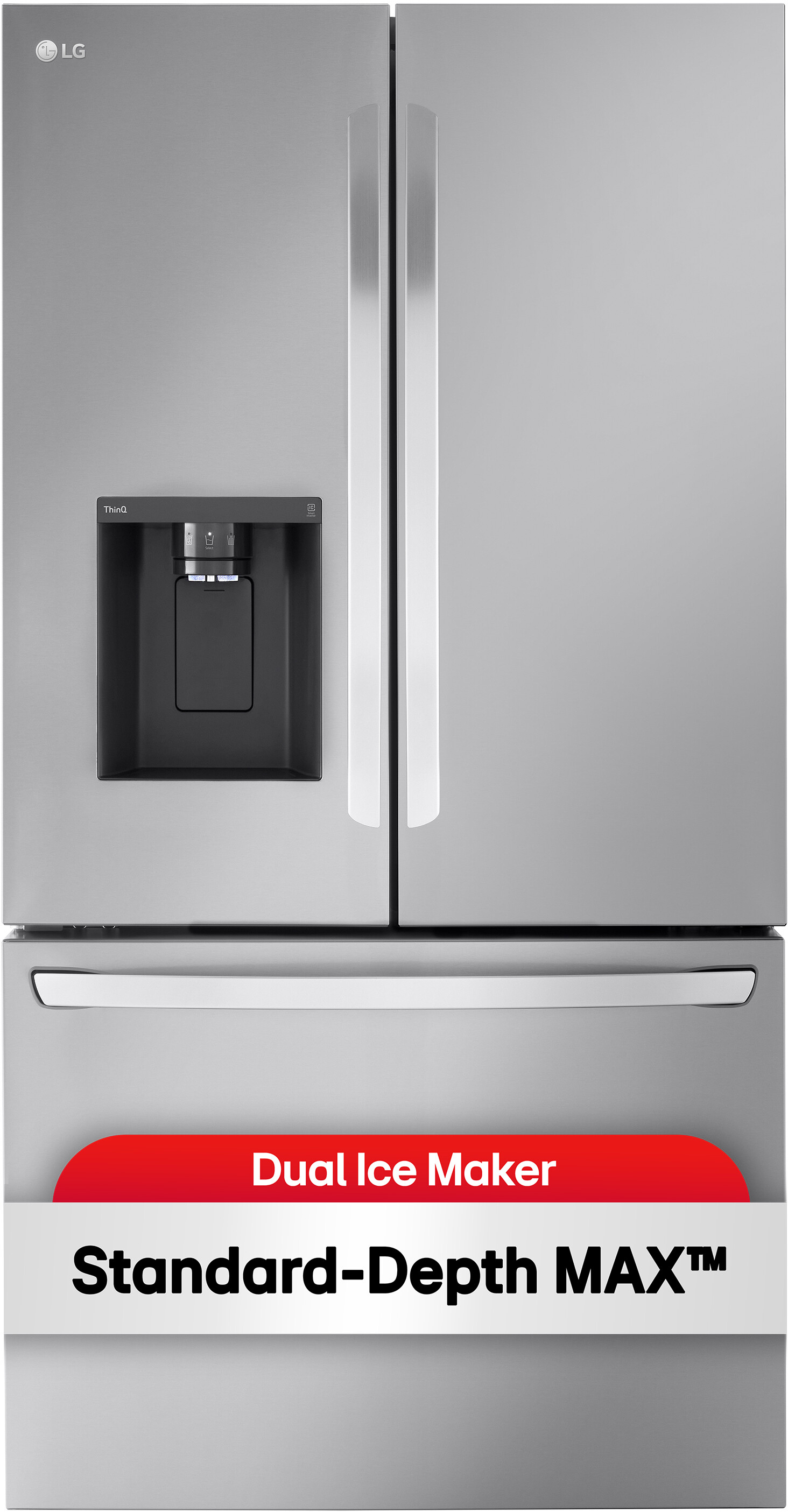 LG LRFXS3106S 36 inch Smart Standard-Depth MAX French Door Refrigerator with 30.7 cu. ft. Capacity, Door Cooling+, Dual Ice, Energy Star, in PrintProof Stainless Steel
