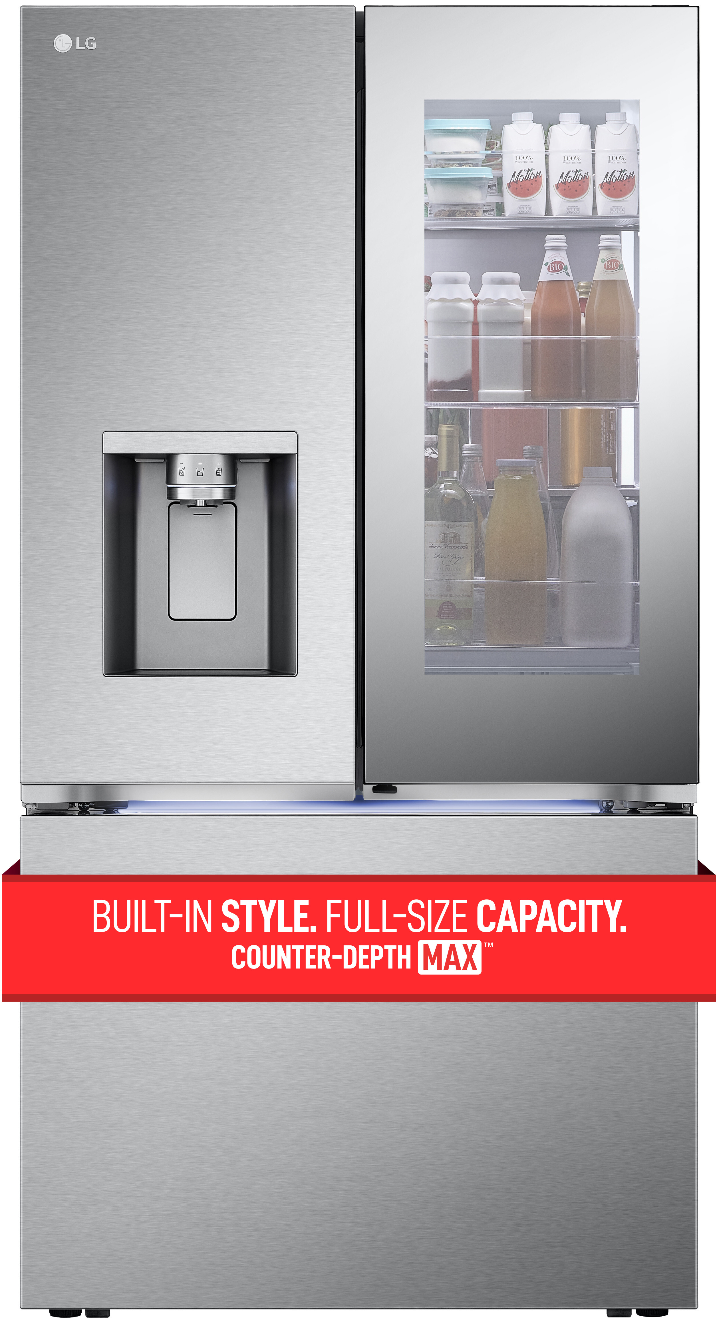 LG 4 Piece Kitchen Appliances Package with French Door Refrigerator, Electric Range, Dishwasher and Over the Range Microwave in Stainless Steel LGRERA