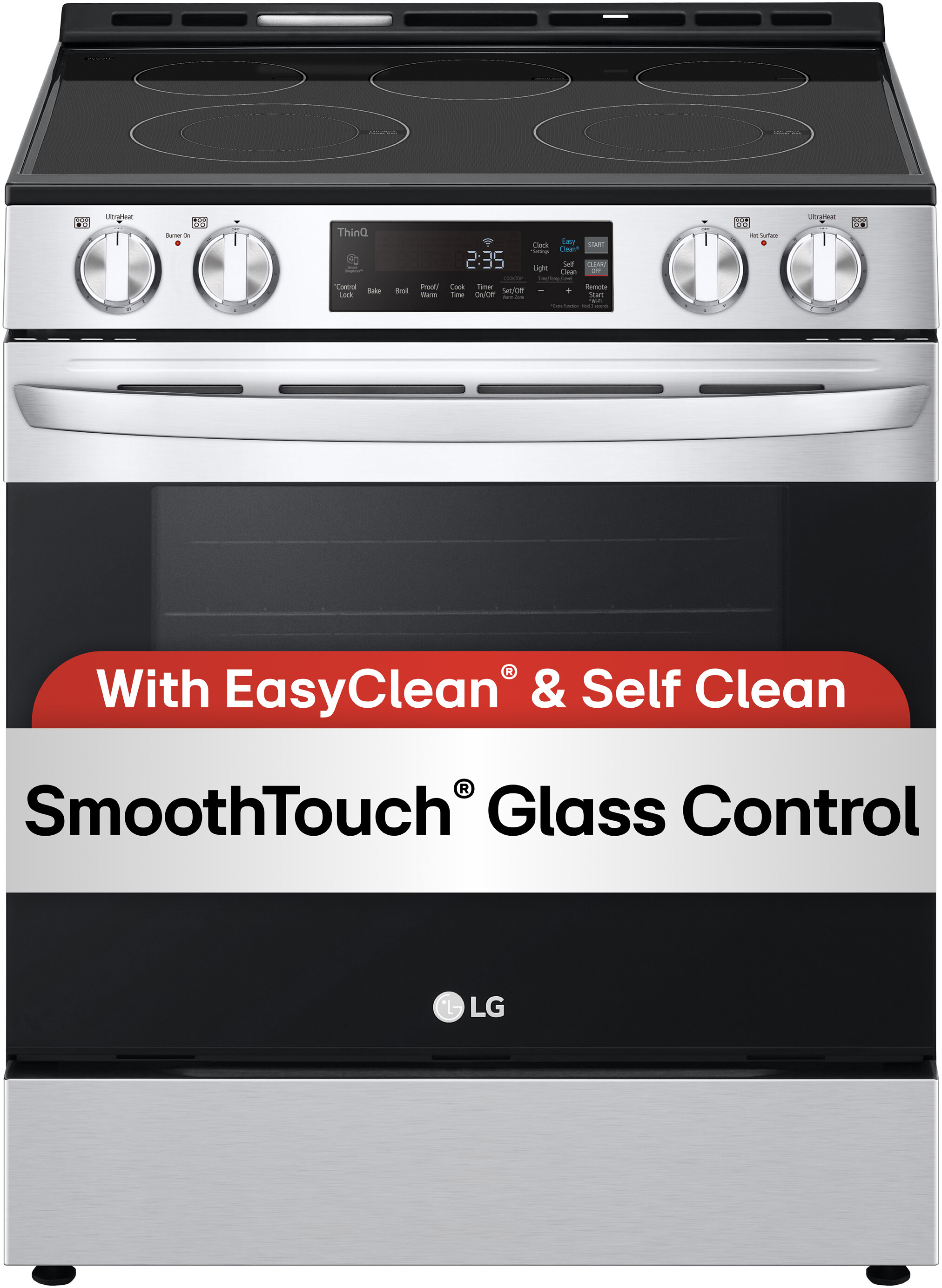 LG LSEL6331F 30 inch Smart Slide In Electric Range with 5 Elements, 6.3 cu. ft. Oven Capacity, Easy Clean + Self Clean, in Stainless Steel