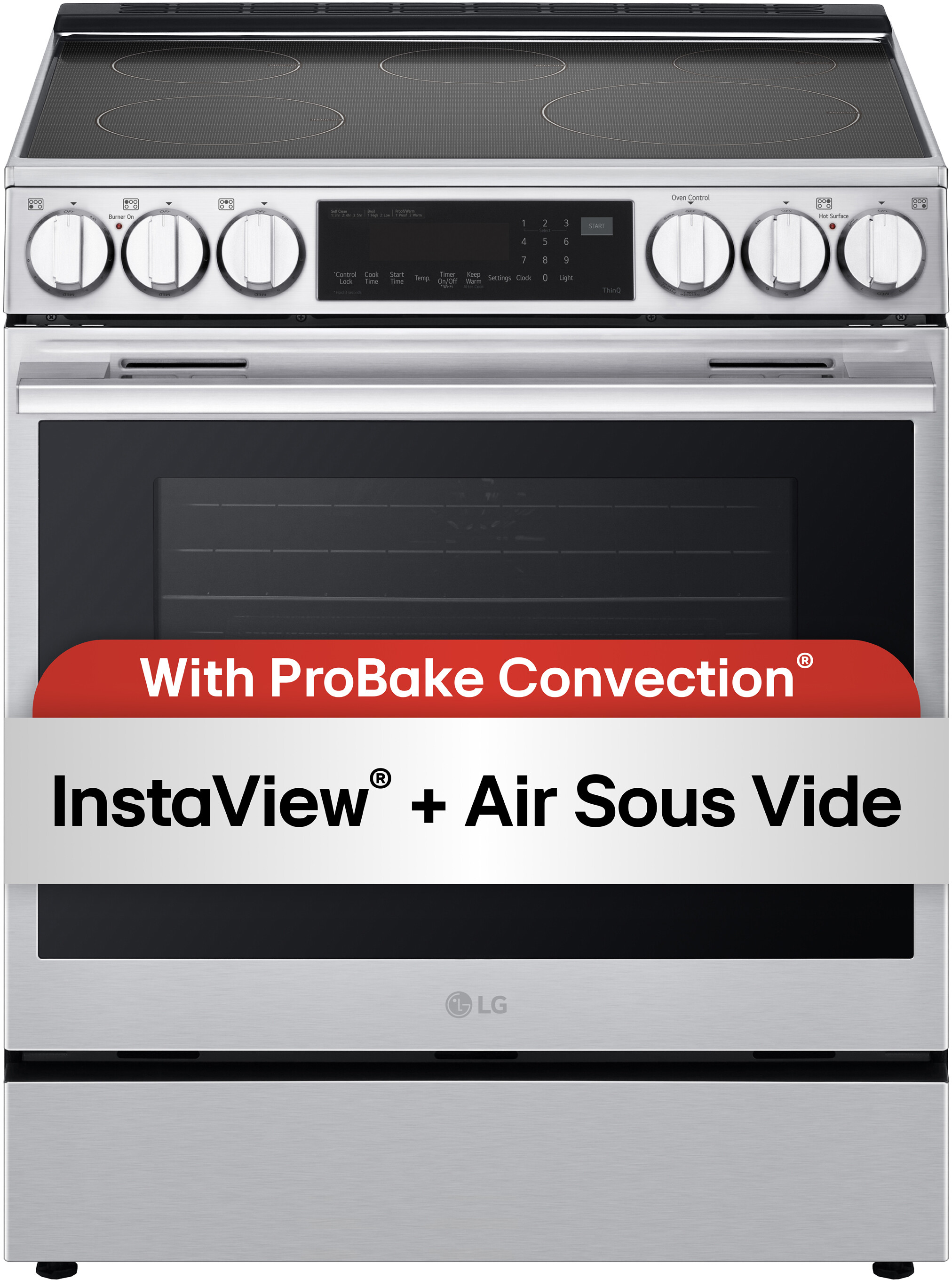 LG Smart Induction Slide-In Range with InstaView®, ProBake Convection®, Air Fry, and Air Sous Vide, Print Proof Stainless Steel, 6.3 cu. ft.