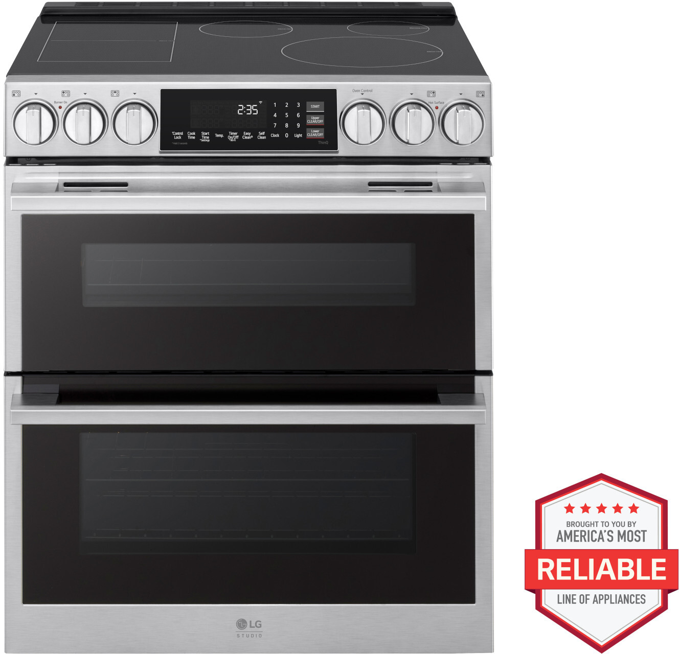 LG STUDIO Double Oven Induction Slide-in Range with Probake® Convection and Air Fry, Stainless Steel, 7.3 cu. ft.