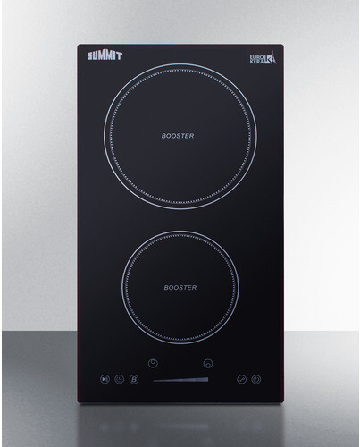 Summit SINC2B230B 12 inch Induction Cooktop with 2 Elements, EuroKera Glass Surface, Timer Function, Child Lock, ADA Compliant (Black)