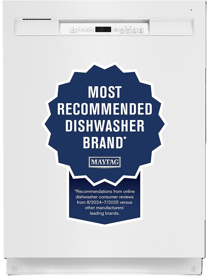 Maytag MDB4949SKW 24 inch Built-In Full Console Dishwasher with 14 Place Settings, Stainless Steel Tub, PowerBlast Cycle and Dual Power Filtration (White)