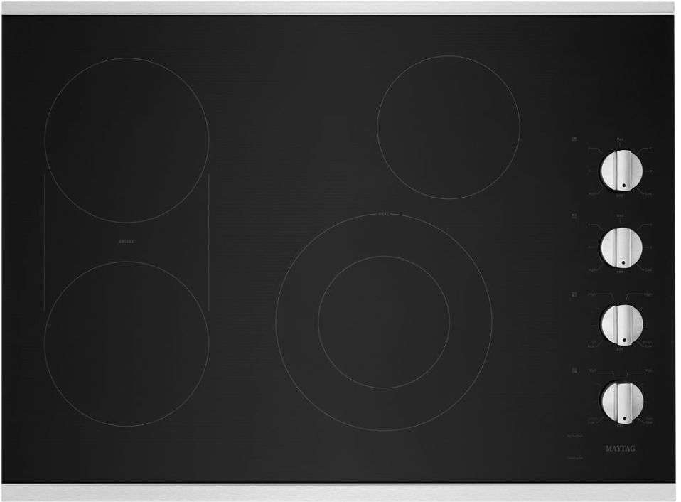Maytag MEC8830HS 30-Inch Electric Cooktop With Reversible Grill And Griddle - 10-Year Limited Parts Warranty, Dual-Choice Element, Dishwasher Safe