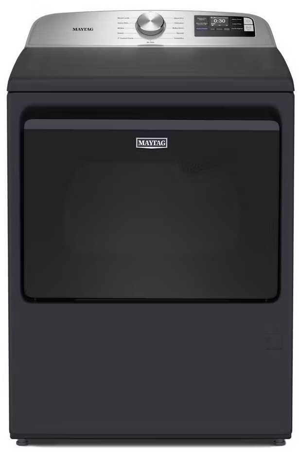 Maytag MED6205RF 27 inch Smart Electric Dryer with 7.4 cu. ft. Capacity, Extra Power Option, Advanced Moisture Sensing and Hamper Style Door (Midnight Steel)