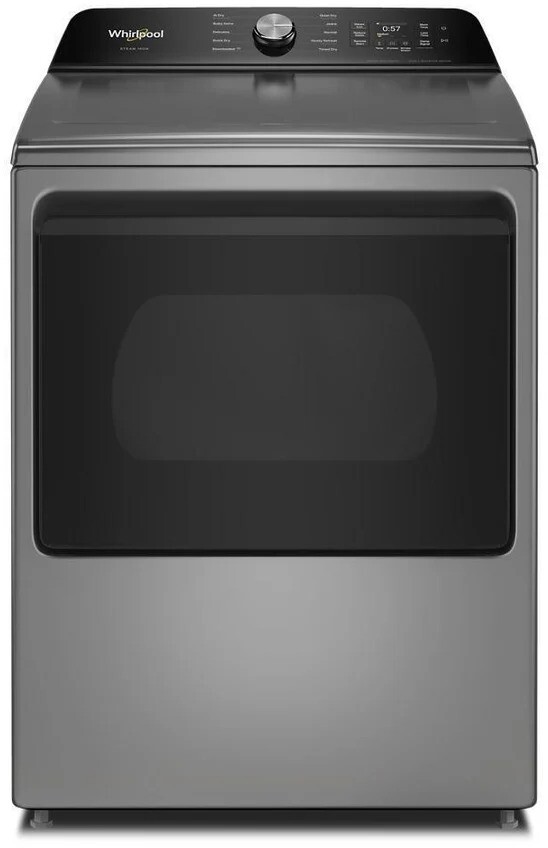 Whirlpool WED8509TR 28 inch Smart Electric Dryer with 7.5 cu. ft. Capacity, Steam Iron, AI Dry, Wrinkle Shield Plus Option with Steam and ENERGY STAR Certified (Radiant Silver)
