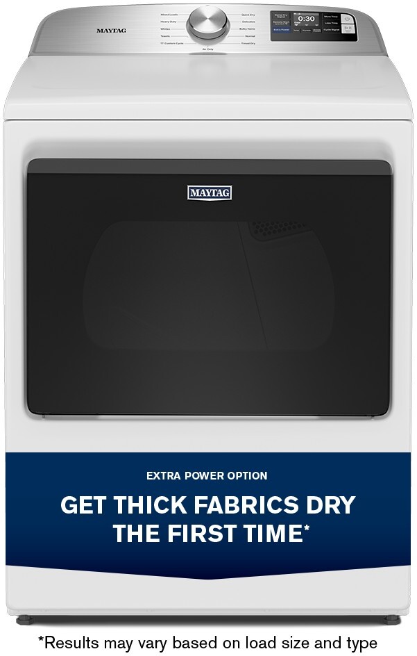 Maytag MGD6205RW 27 inch Smart Gas Dryer with 7.4 cu. ft. Capacity, Extra Power Option, Advanced Moisture Sensing and Hamper Style Door (White)