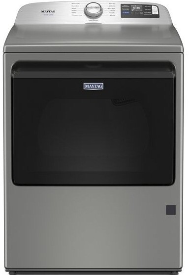 Maytag MGD7405RR 27 inch Smart Gas Dryer with 7.4 cu. ft. Capacity, Pet Pro Option, Steam-Enhanced Dryer and Hamper Style Door in Classic Silver
