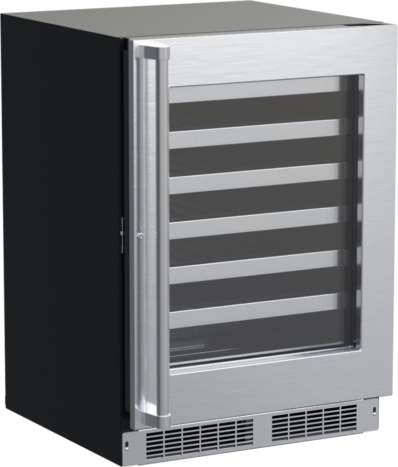 23.88'' 48 Bottle Single Zone Built-in Wine Refrigerator with Stainless Steel Frame Glass Door