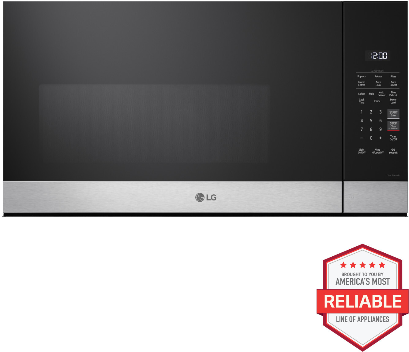 LG MVEM1621Y 30 inch Over the Range Microwave with 1.6 cu. ft. Capacity, 300 CFM, 1000 Watts Cooking Power and EasyClean Interior in Stainless Steel