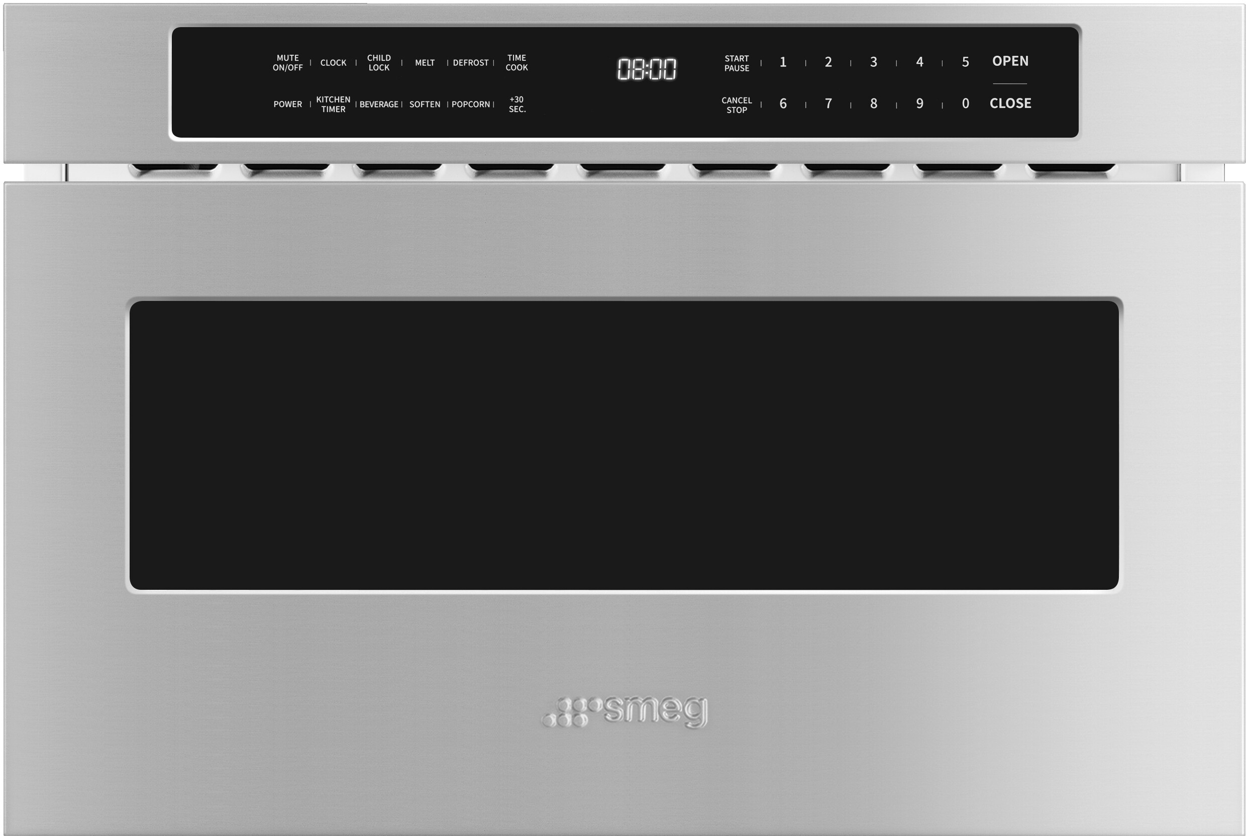 Smeg MWD24XU 24 inch Built-In Microwave Drawer with 1.3 cu. ft. Capacity, 1000 Watts Cooking Power, Surfaceplus Ceramic Base, Child Lock and Touch Controls, in Stainless Steel