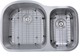31.5 Inch 70/30 Double bowl Undermount Stainless Steel Kitchen Sink, 16 Gauge