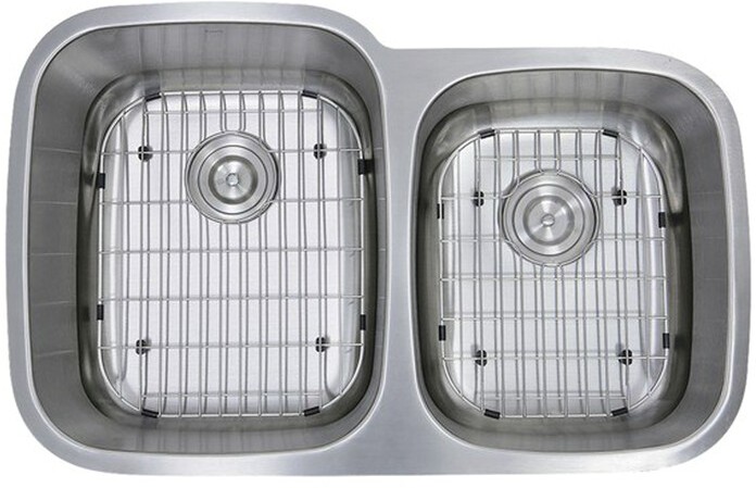 60/40 Double Bowl 16 Gauge Kitchen Sink with Cutting Board, Grids and Colander Drains