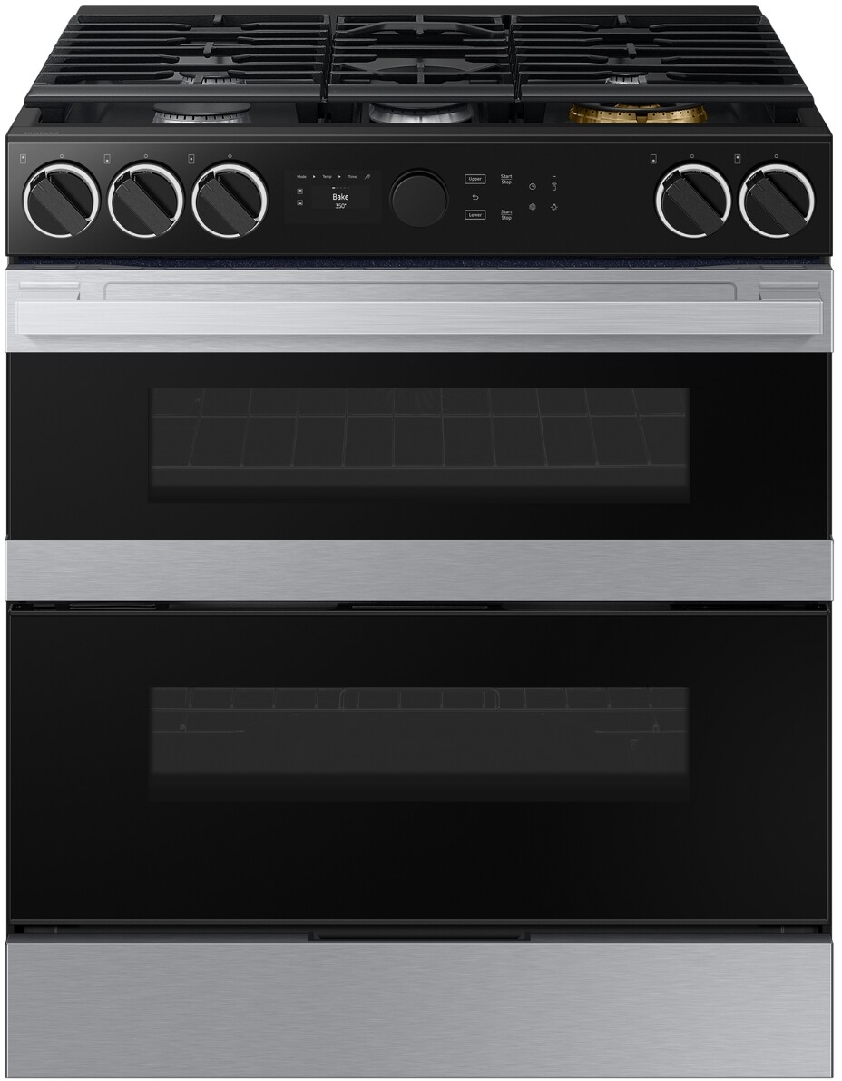 Samsung - Bespoke 6.0 Cu. Ft. Slide-In Gas Convection Range with Flex Duo Convertible Double Oven Technology