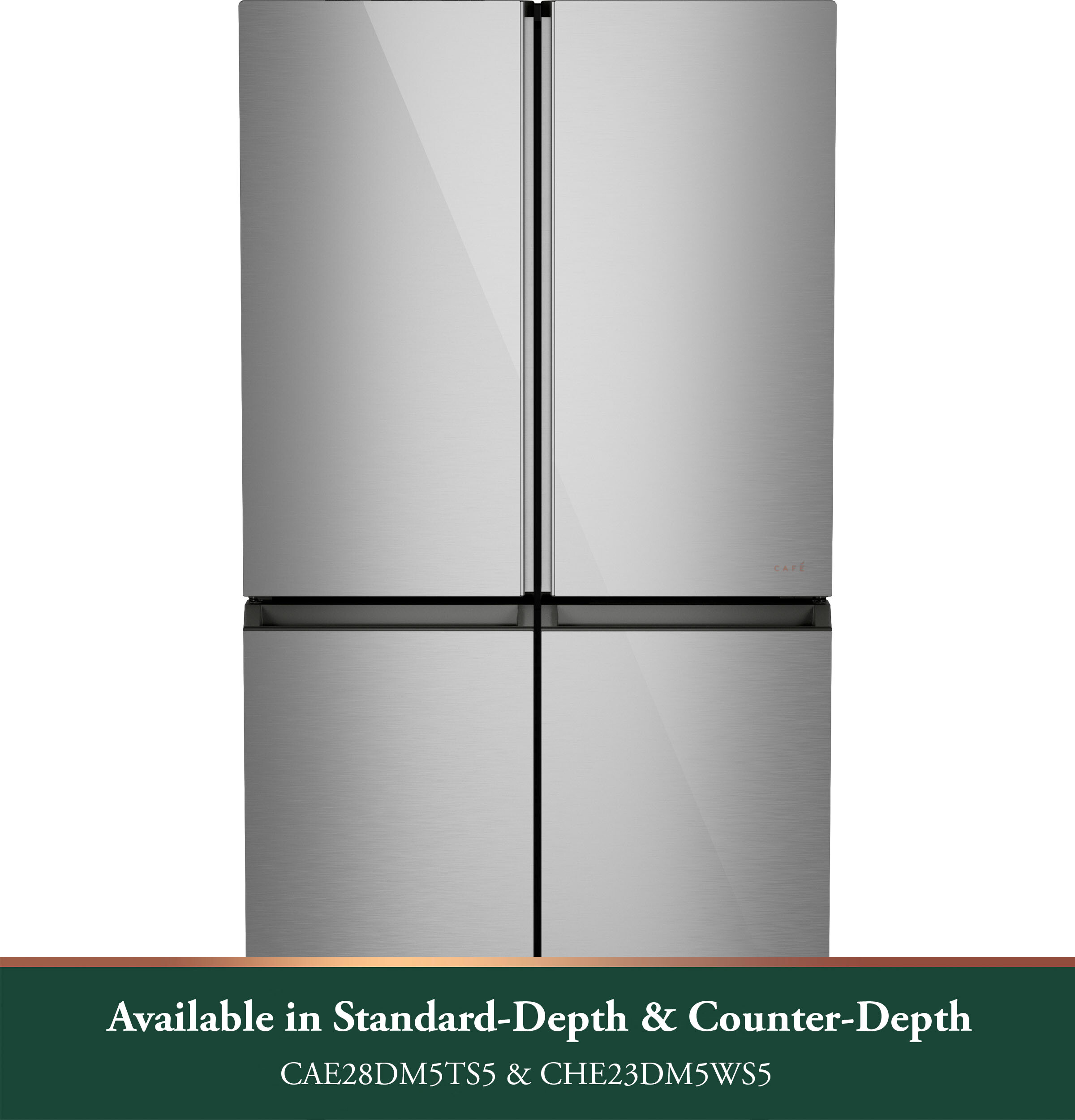 Cafe CAFÉ™ ENERGY STAR® 22.9 Cu. Ft. Smart Counter-Depth Quad-Door Refrigerator in Platinum Glass with Dual-Dispense AutoFill Pitcher CHE23DM5WS5