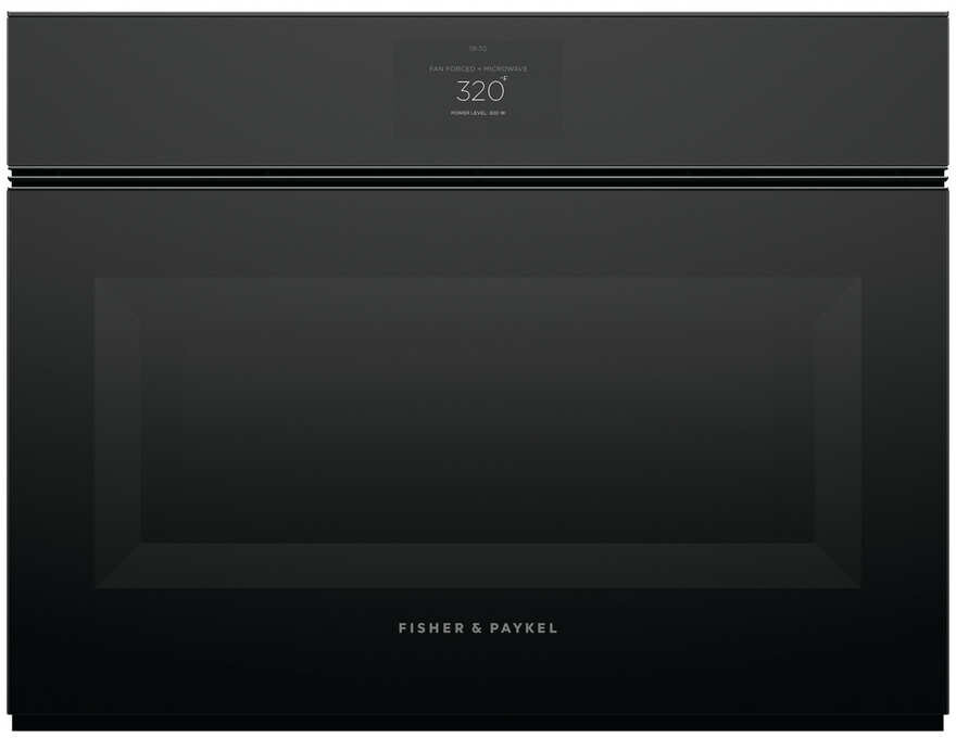 Fisher & Paykel OM24NMTNB1 24" 22 Function Convection Speed Oven, Black Glass Finish