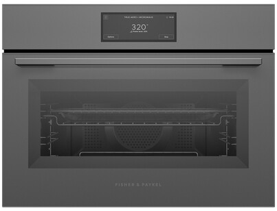 Fisher & Paykel OM24NMUG5 24" Series 9 Minimal Compact Convection-Speed Oven - Grey Glass Finish, Compact Design, Microwave and Convection Cooking