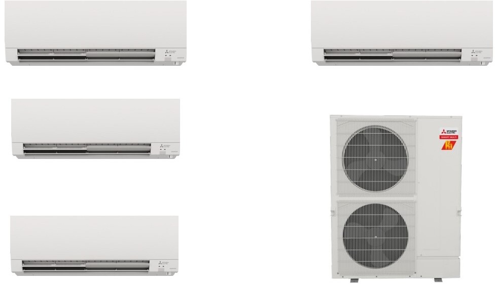 Mitsubishi Electric 44200 BTU Quad Zone Wall Mount Ductless Split System MITHH42KMULTI4HEAD999918
