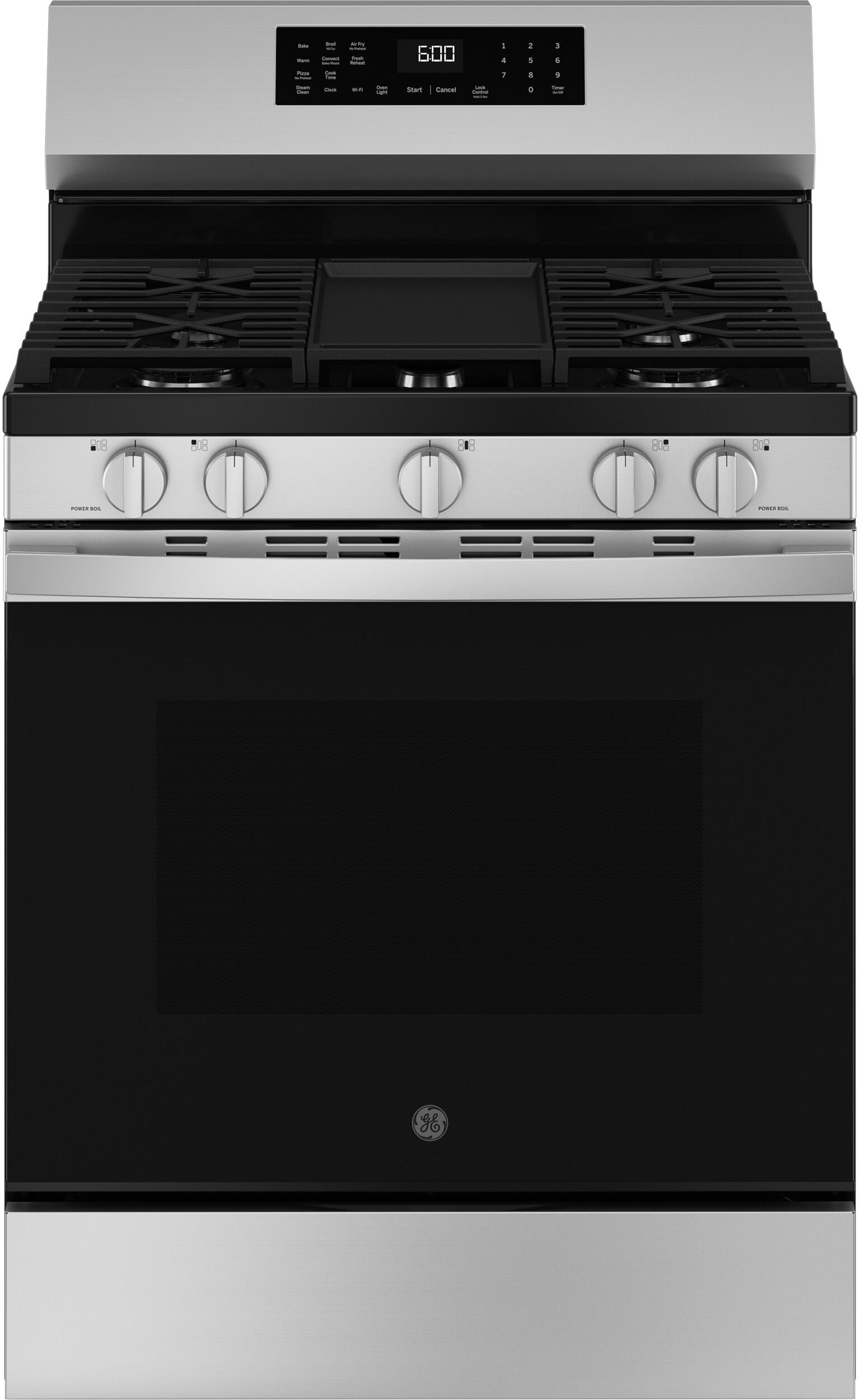 GE - 5.3 Cu. Ft. Freestanding Gas Convection Range with Steam Cleaning and EasyWash Oven Tray