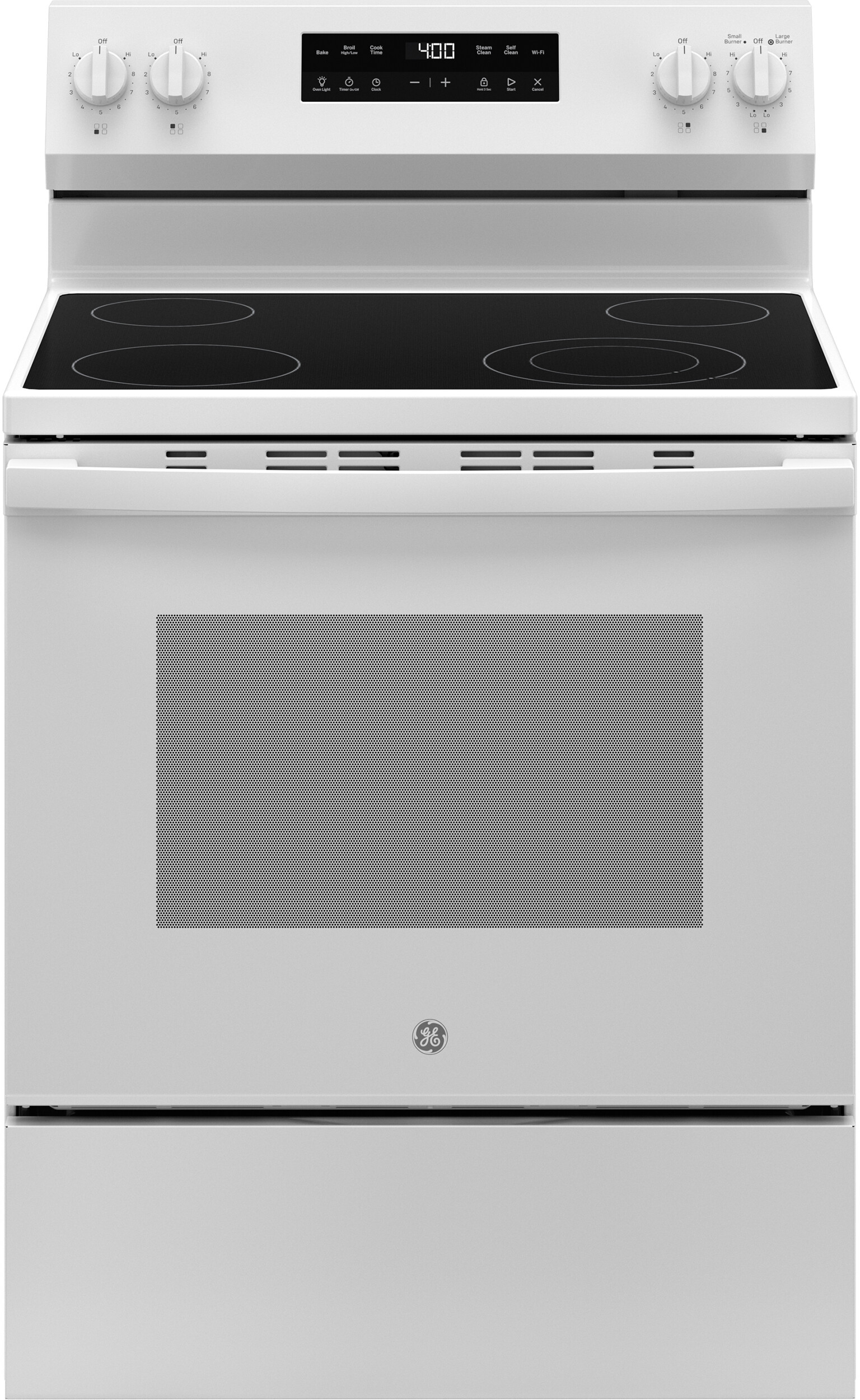 GE - 5.3 Cu. Ft. Freestanding Electric Range with Self-Clean and Steam Clean Option and Built-In Wi-Fi