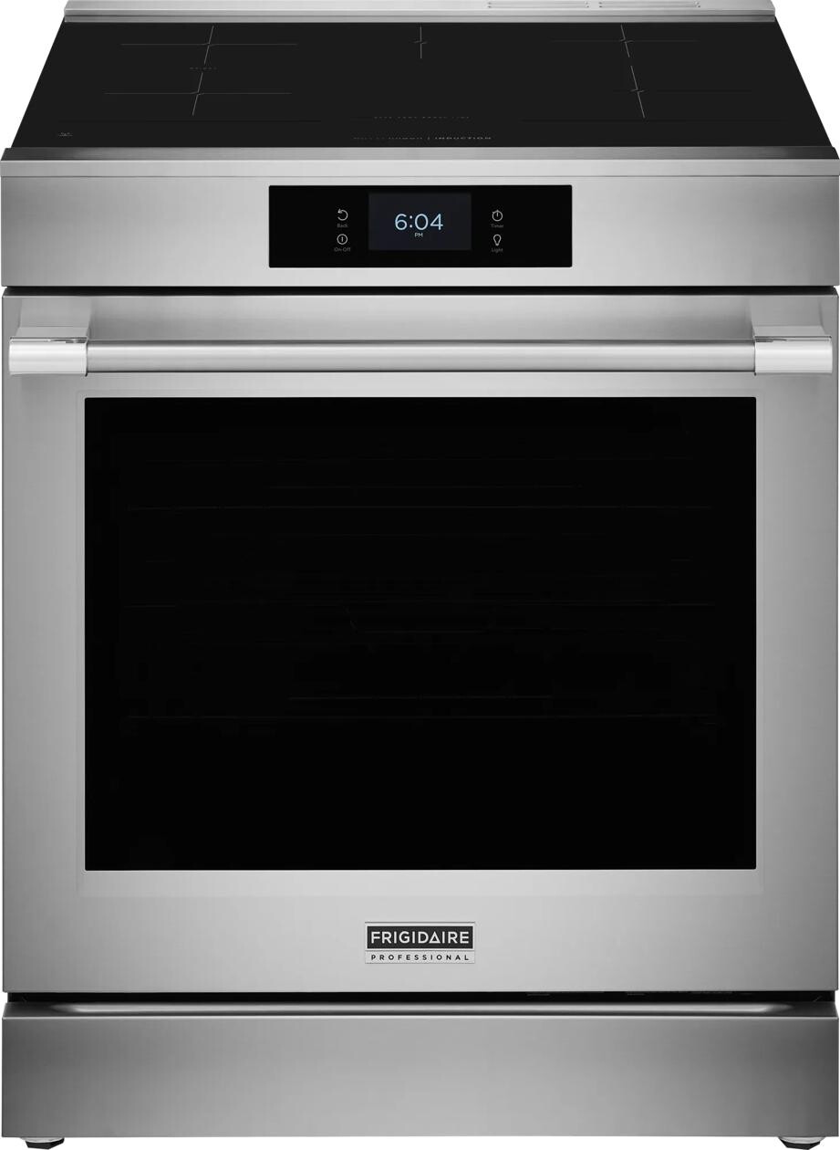 Frigidaire PCFI3085BF Professional 30 inch Smart Slide-In Induction Range with 5 Elements, 6.2 cu. ft. Oven Capacity, Stone-Baked Pizza, MatteGuard Surface and Total Convection in Stainless Steel